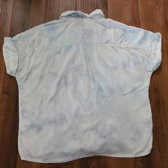 CAFFE Marrakesh Women’s Sz Med Multicolor Tie-dye 100% Rayon Pockets Tie Blouse. - Picture 3 of 10